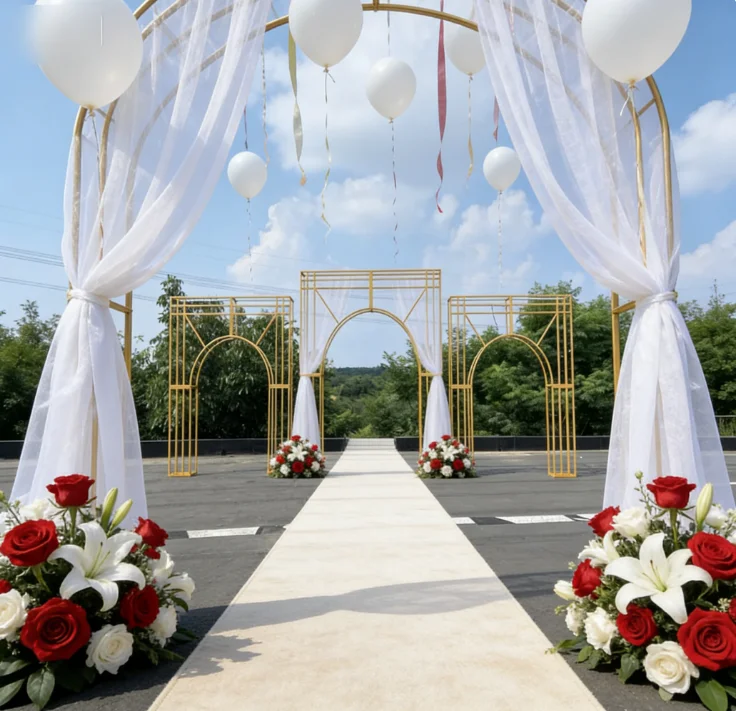 

of stainless steel shiny gold wedding arches, banquet performances, party decorations, arches, background props