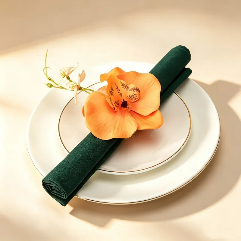 Creative Simulation Flower Phalaenopsis Napkin Ring Western Restaurant Desktop Decoration Romantic Valentine's Day Napkin Ring