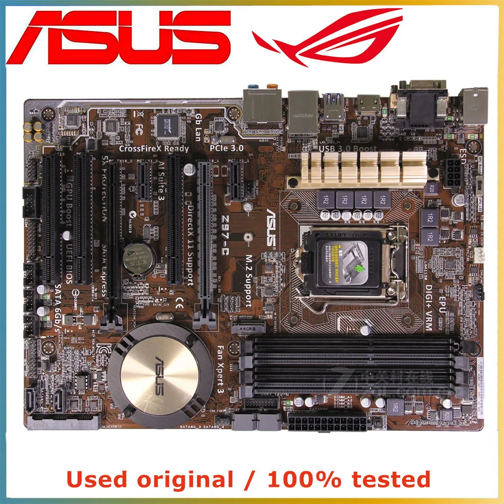 For ASUS Z97-C Motherboard Z97 Socket LGA 1150 DDR3 32G SATA3 ATX Motherboard supports 4th / New 4th / 5th Gen Intel