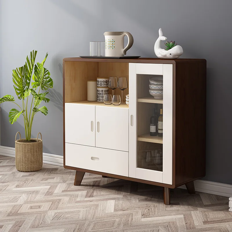Nordic solid wood dining side cabinet light luxury household tea restaurant storage cupboard modern simple multi-functional micr