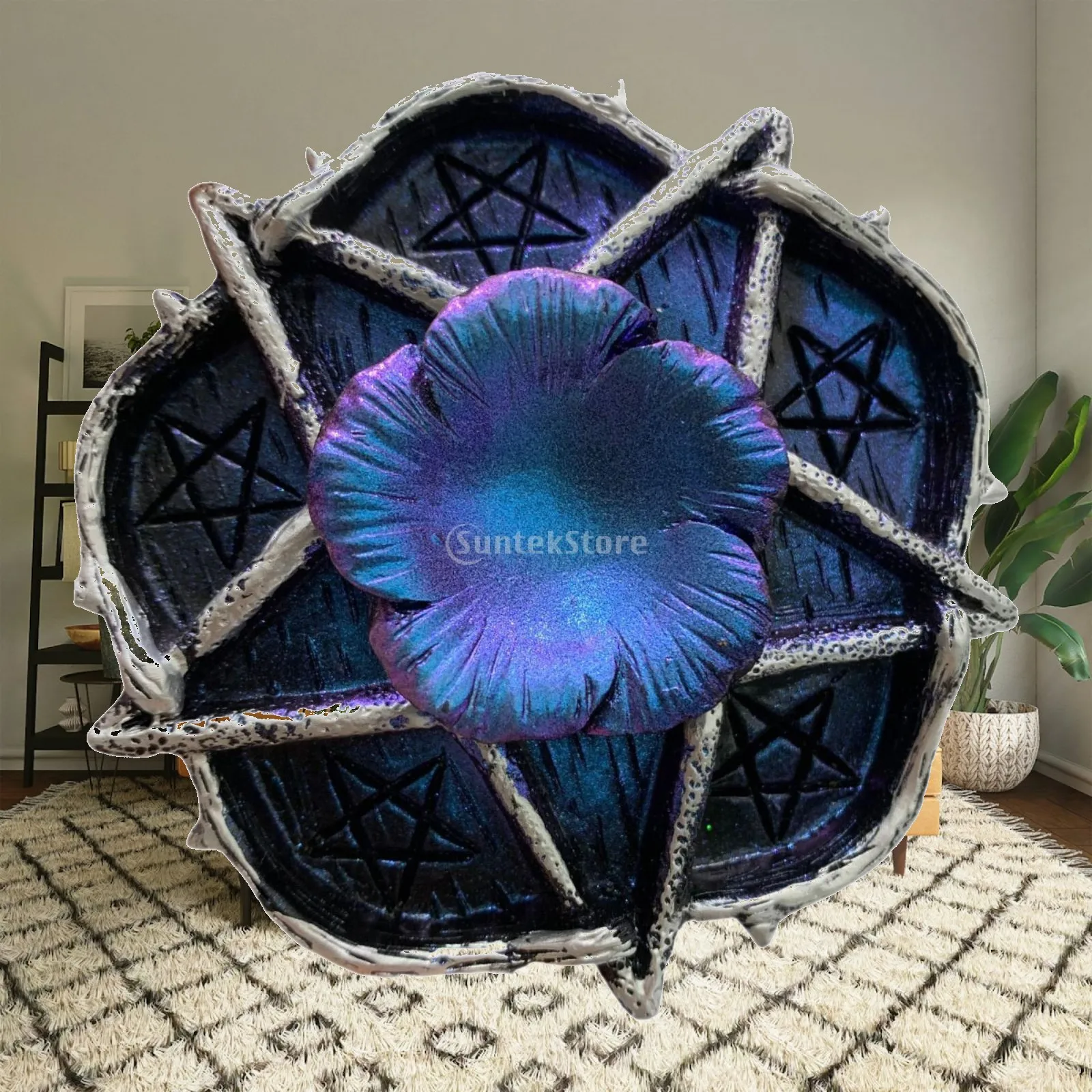 Ball Base Pentagram Star Flower Statue for Hallway Fireplace Living Room