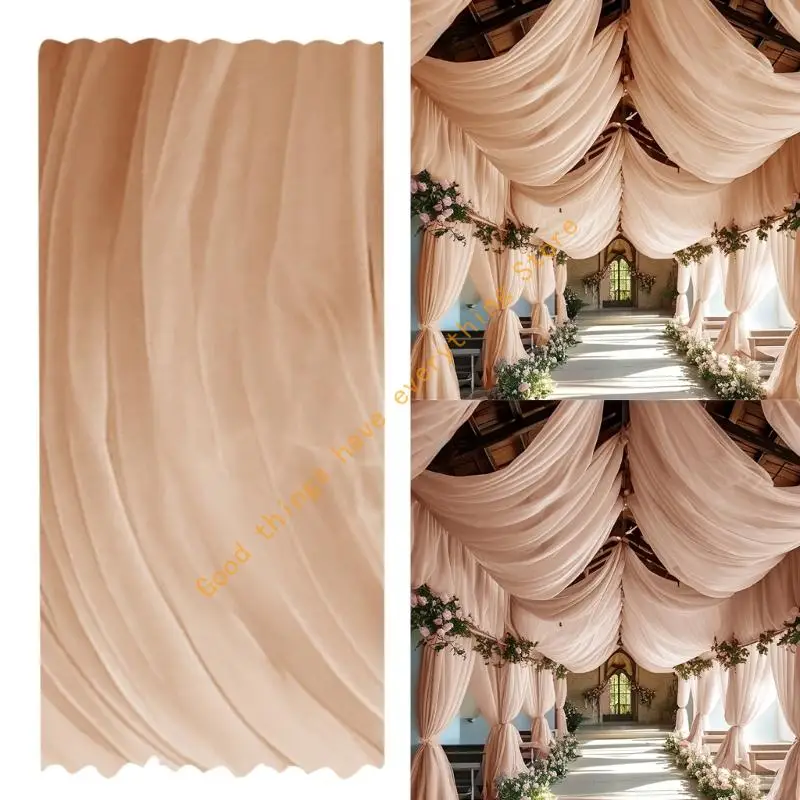 

55KF Reusable Polyester Fabric Sheer Curtains Thick Drape Panels for Wedding Arch Canopys Decorations Event Backdrops