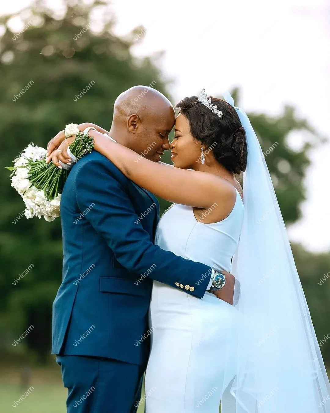 Robe de Mariée Africaine Sirène en Satin Perlé, Nouveau Design Personnalisé, une Initiée, avec Traîne de Balayage, pour Patients