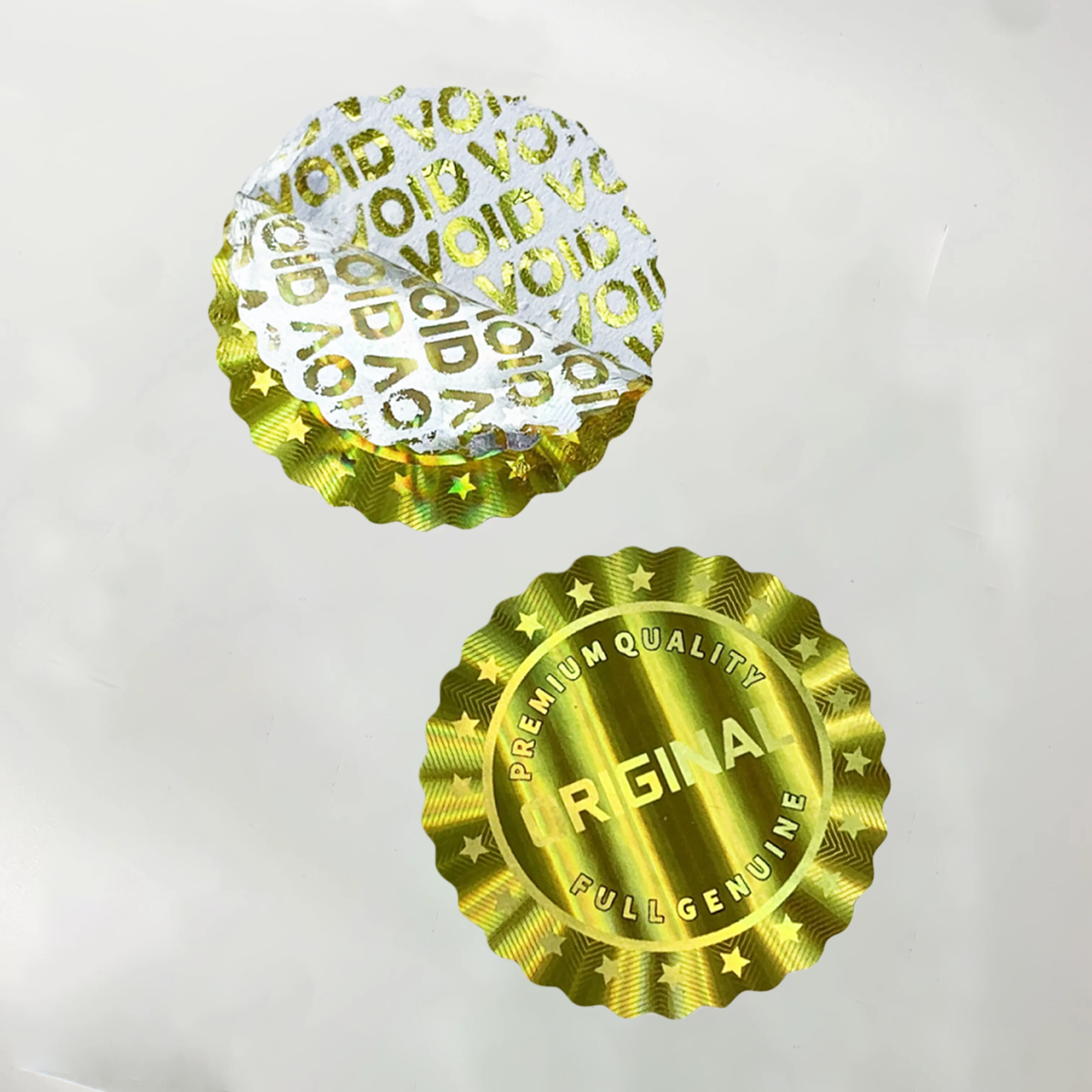 216 قطعة/432 قطعة على شكل زهرة ملصقات ليزر الهولوغرام الذهبية ، ملصقات ملصقات أصلية أمنية مقاومة للماء للاستعمال مرة واحدة