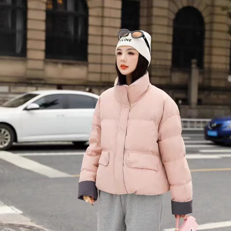 Abrigo de mujer, abrigo, nueva moda 20225, chaqueta de plumón holgada y cálida para mujer, chaqueta de plumón de pato blanco grueso, chaqueta corta de invierno para mujer H410