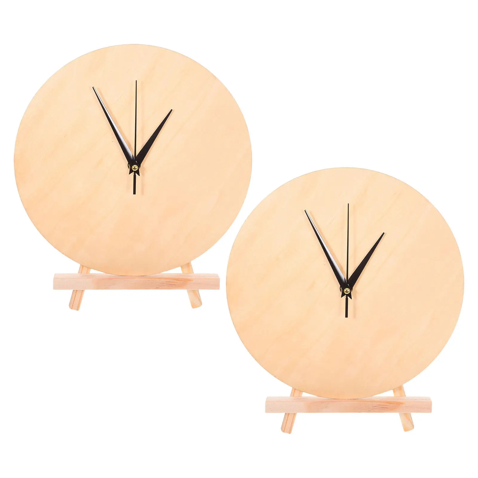 Blank Wooden Clock Dial 2 Sets Round DIY Painting Wall Clock Face for Bedroom Office Decor Replacement