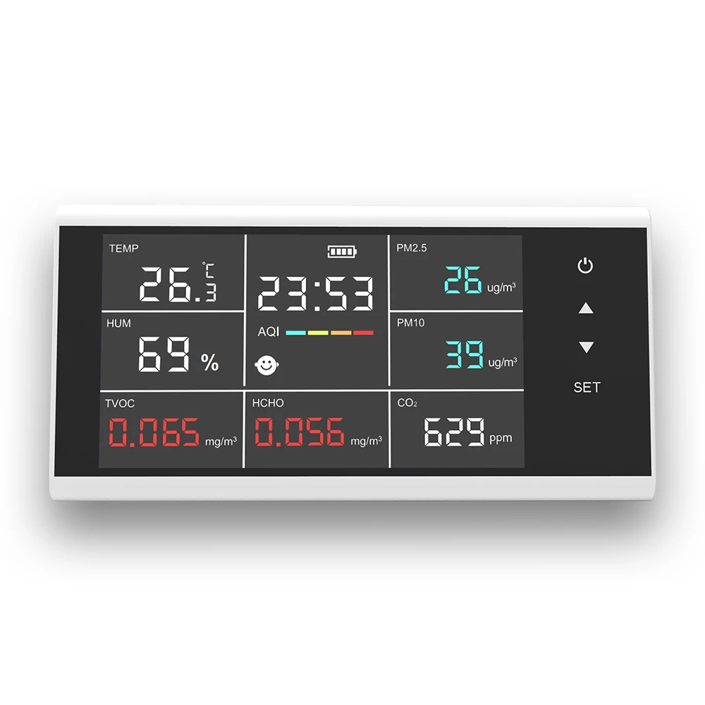 Dienmern New Wall-mounted 9 in 1 Air Quality Detector Touch Display CO2/PM2.5/HCHO Sensor Meter,Hot Selling