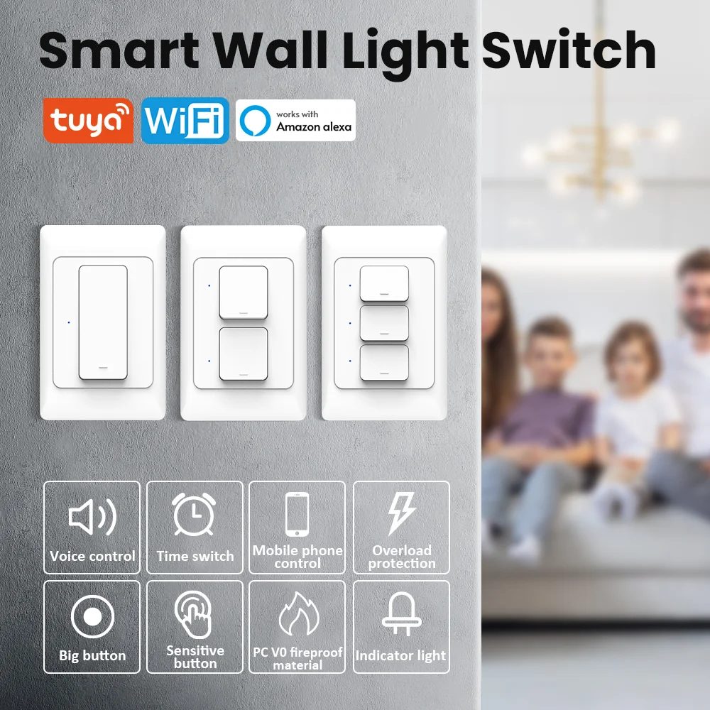 Tuya Smart Wall Switch Zigbee 3.0 Wall Push Button Physical Switches Smart Wireless Voice Control Work with Google Home Alexa