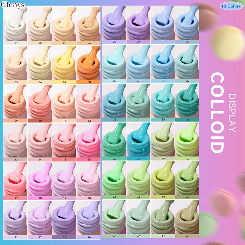 Glenys 48 couleurs Macaron vernis à ongles gel net rouge populaire gel d'immersion semi permanent UV LED salon de manucure art vernis ensemble