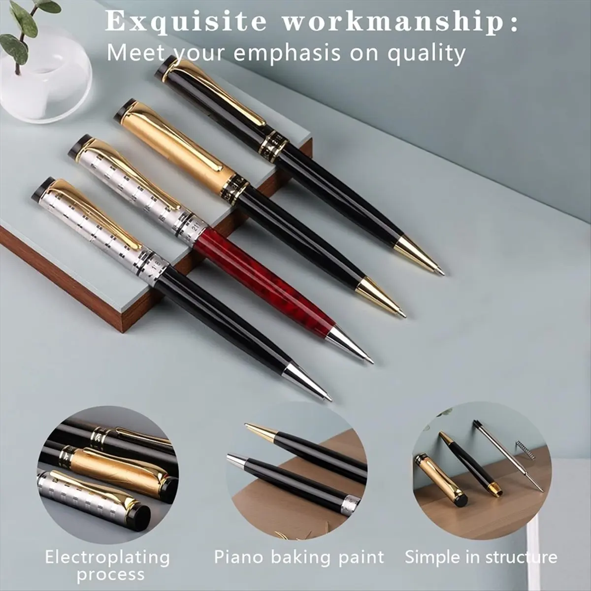 Latest ABBQ-Luxury Metal Ballpoint Pens,Pen Set Medium Point 1.0mm(10 Pcs Refills)Fancy Pens, Pens for Journaling,Writing,
