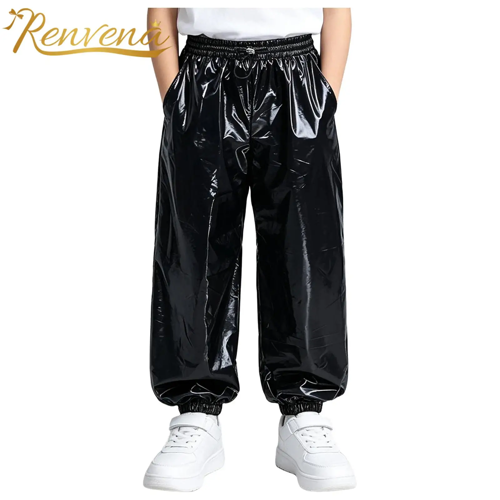 Kids Trousers for Boys Water Resistant Jogger Pants Drawstring Elastic Waist Pants Outdoor Workout Cycling Fitness Streetwear