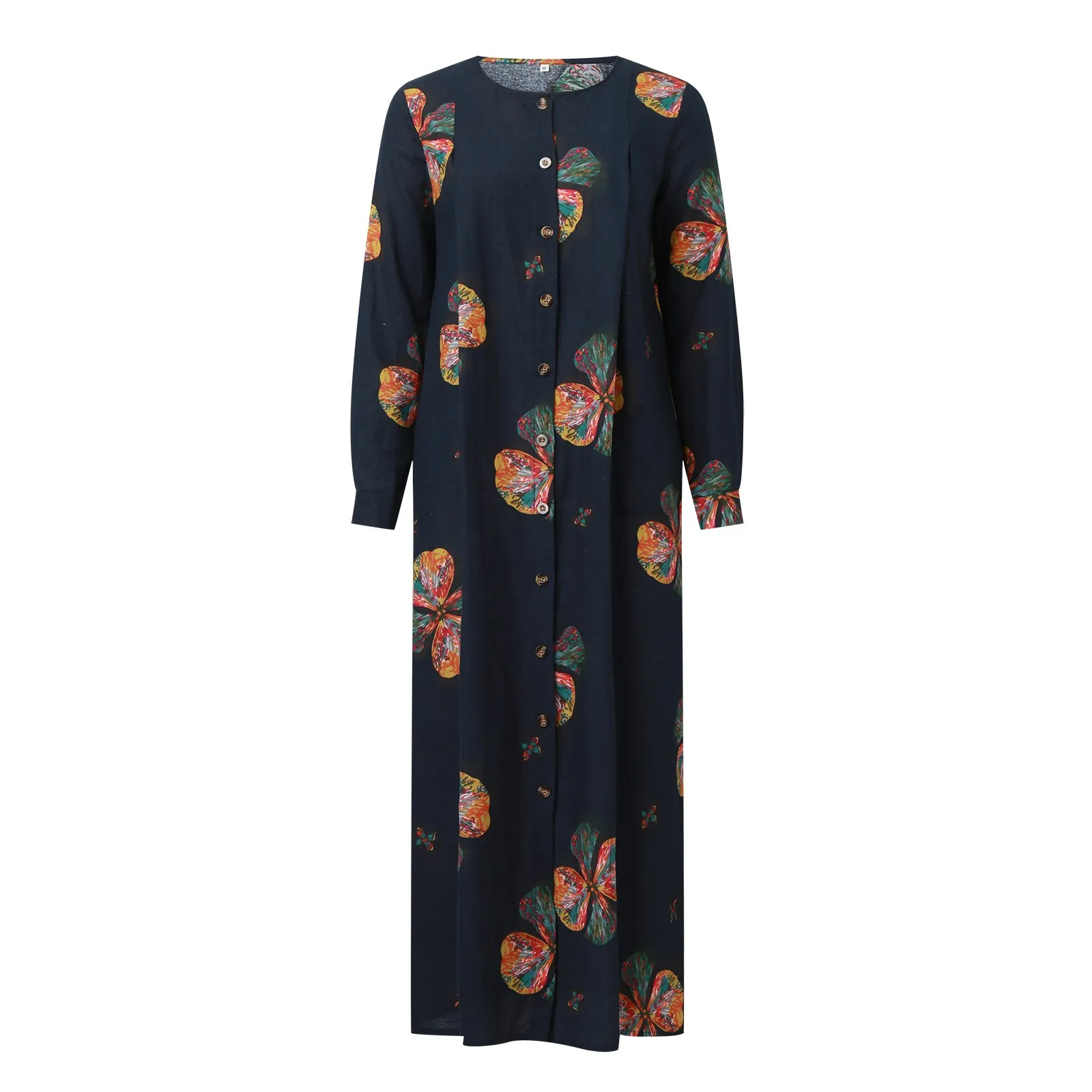 Feminino floral impresso vestido muçulmano vintage manga longa abaya hijab vestido de verão robe femme eid mubarek dubai turquia vestido