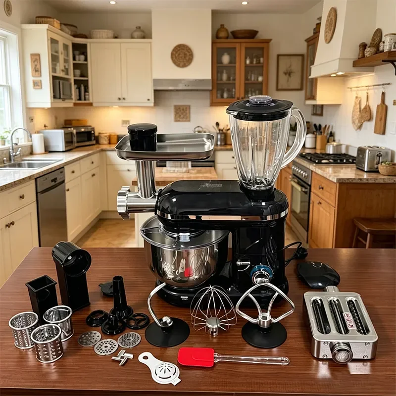 Elevate your culinary experience with this multifunctional stand mixer designed for the modern kitchen. This powerful chef