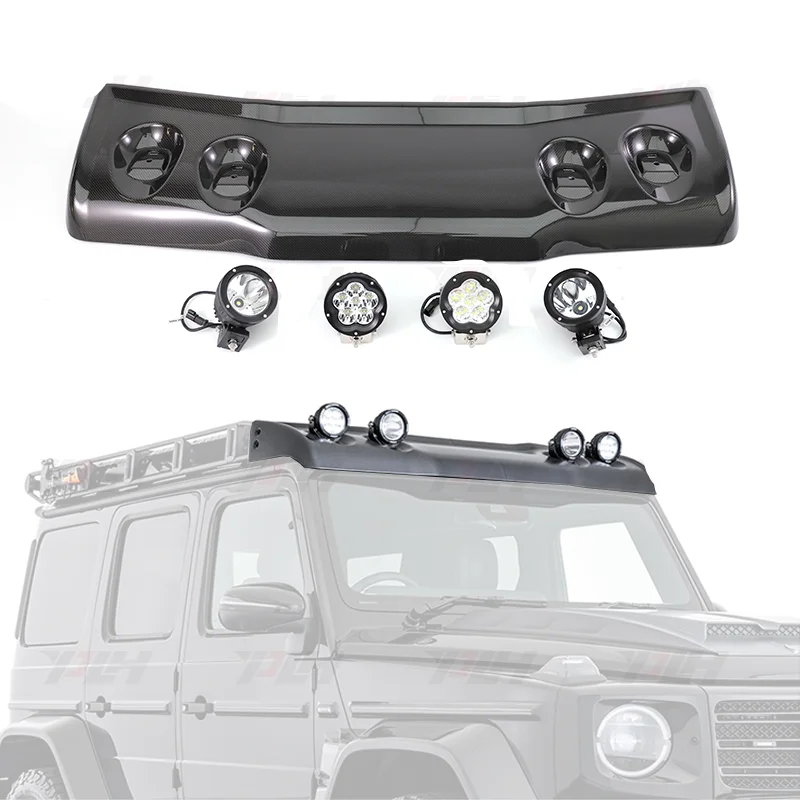 Dry Carbon Fiber Off-road Accessories W463 4x4 Car Front Roof Spoiler Light for G-Class W463 G55 2019+