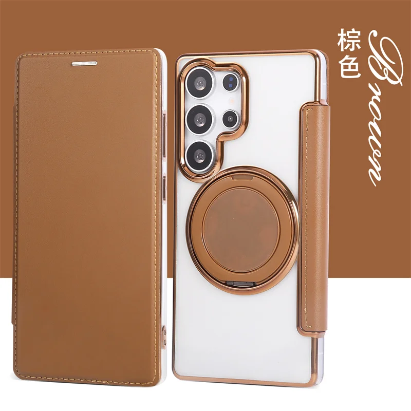 

Flip Leather Wallet Rotating Fold Stand Magnetic Phone Case For Samsung Galaxy S22 S23 S24 S25 Ultra Plus Magsafe Card Bag Cover