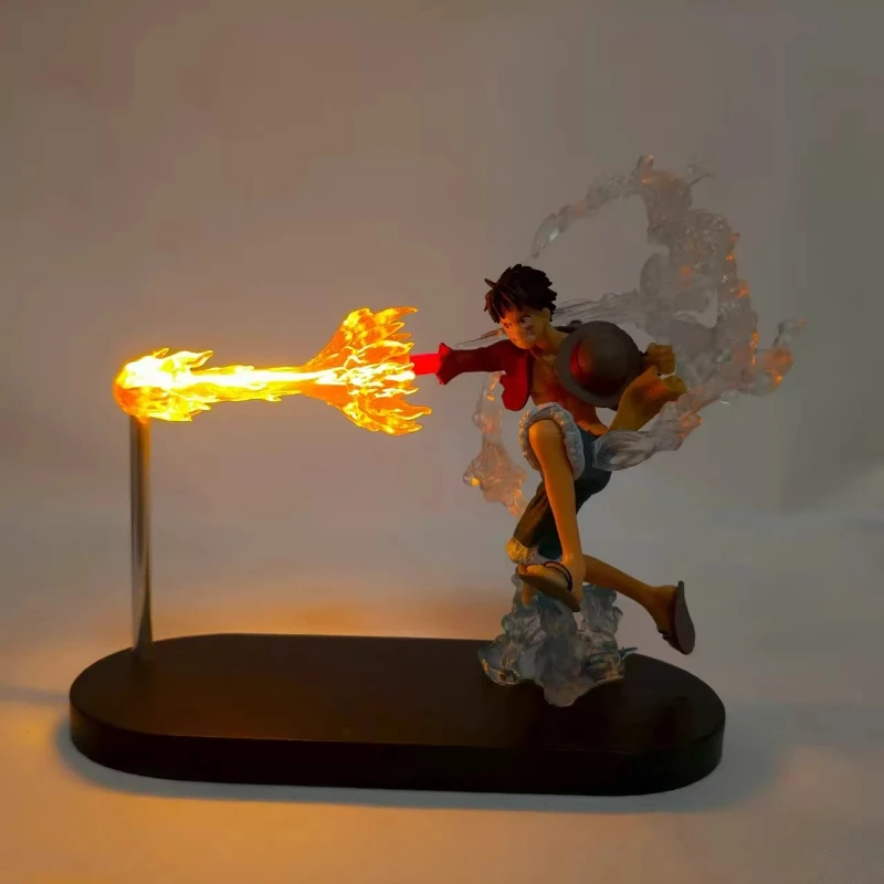 Figura do Luffy de One Piece com Efeito de Luz LED de 16cm, Lâmpada Ambiente Criativa para Fãs