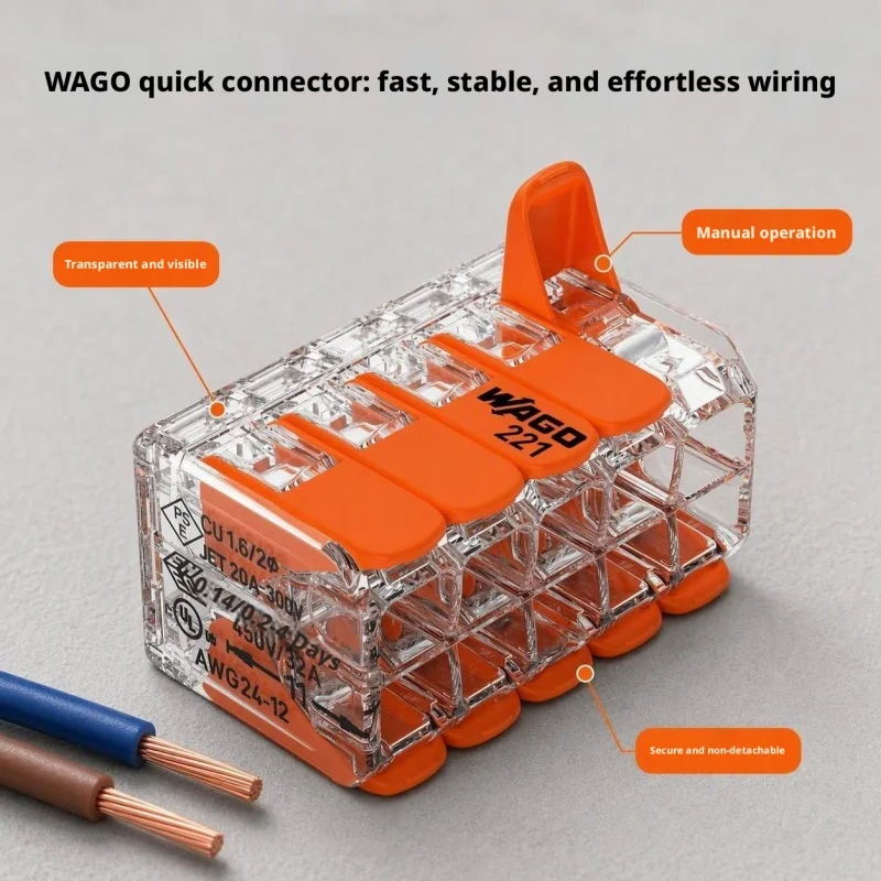 WAGO 221‑420 Double‑Deck 10‑Conductor Lever Wire Connector,0.14‑4mm² 32A 450V