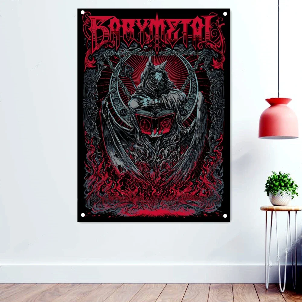 Babymetal Dark Heavy Metal Music Artwork Banners Background Wall Hanging Cloth Disgusting Bloody Art Wallpaper Rock Flags Poster