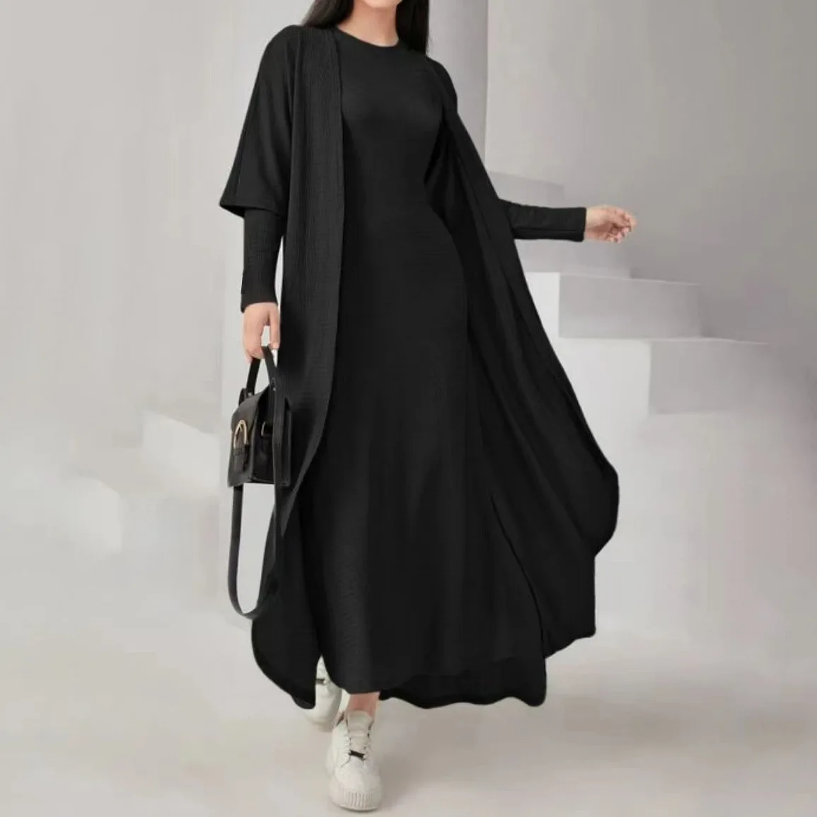 

Eid Muslim Dubai Morocco Jalabiya Two Piece Dress Islamic Women Ramadan Dresses Sets Abayas Kaftan Islam Vestidos Arab Robe