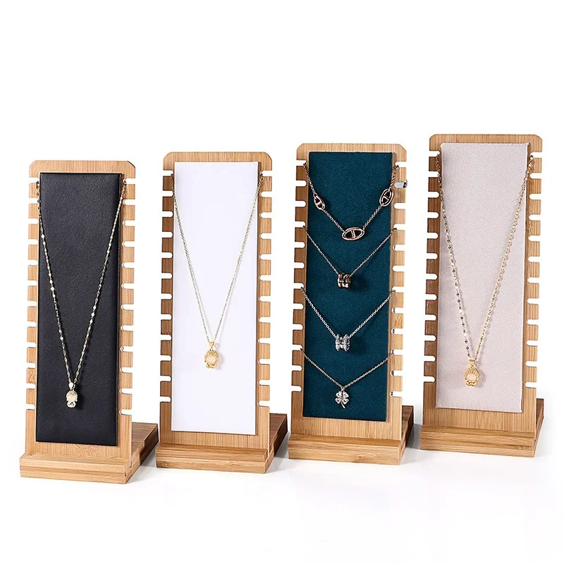 Bamboo And Wood Necklace Display Frame Pendant Jewelry Storage Display Frame Jewelry Necklace Pendant Display Shooting Props image 2