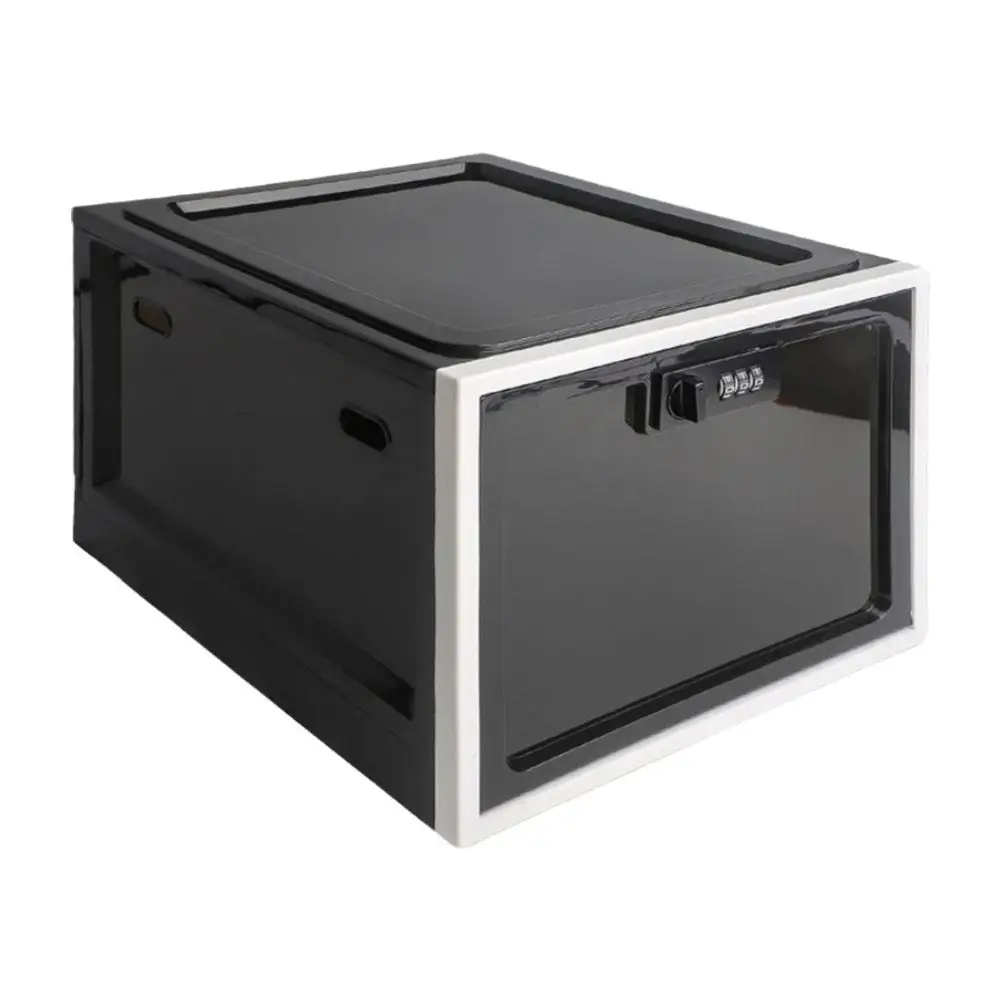 Lockable Box Large Capacity Clear Locking Box For Storage Bin Organizer Box For Fridge Food/Home Safety Password Medicine B V7F7