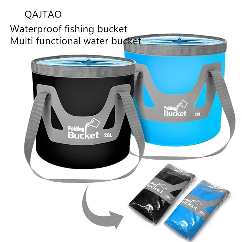 QAJTAO Heiß begehrte wasserdichte PVC-Eimertasche, faltbare wasserdichte Angeltasche, Outdoor-Camping-Angel-Eimer, Autowascheimer