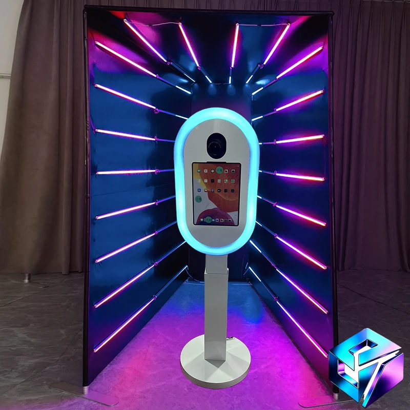 12.9 Inch Oval iPad Photo Booth Shell Stand Kiosk LCD Screen Integrated DSLR Photobooth For Commercial Event Rental