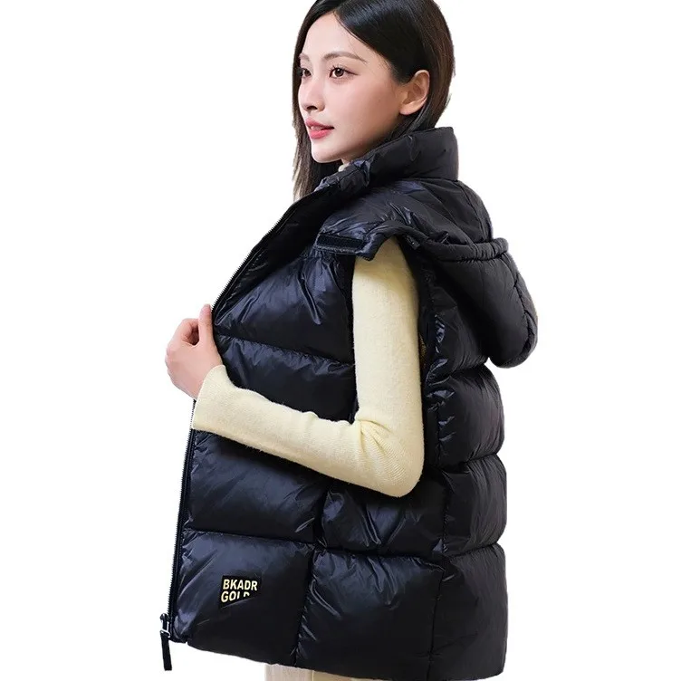 المرأة السوداء أوزة أسفل سترة قصيرة جاكيت بلا إكمام شتاء دافئ منتفخ صدرية الشتاء الاباحل النسائية Mentau فام VT-351