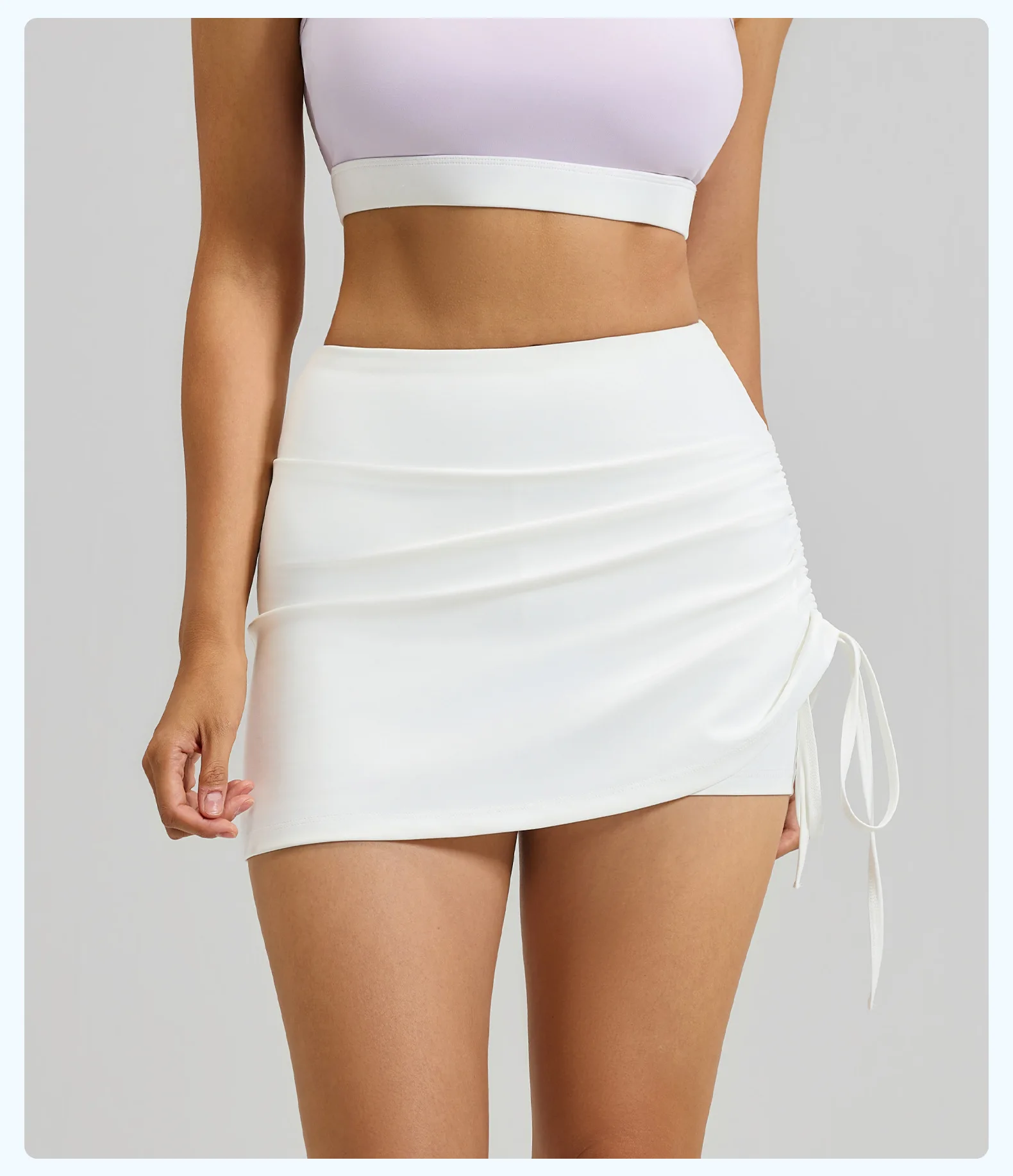 2026 Sommer Heißer Damen-Sportrock Anti-Rutsch-Rock Hohe Taille Laufshorts Fake Zweiteiliger Yoga-Shorts mit Kordelzug Sexy Passform – Detail 15