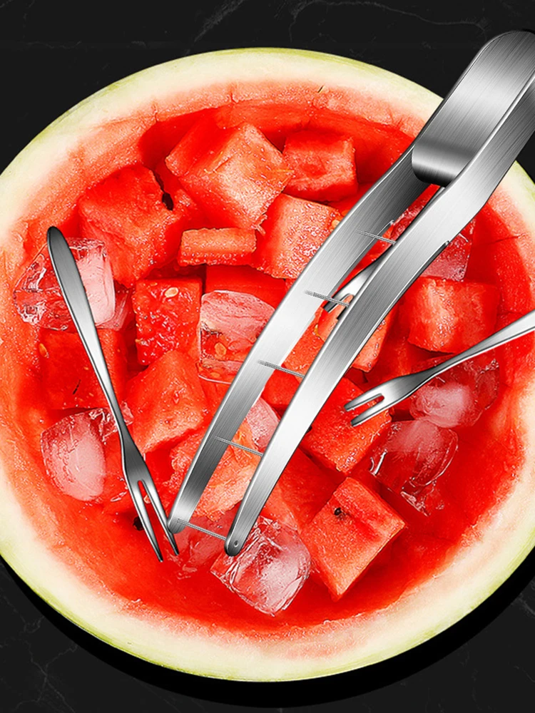 

Quickly Safe Melon Knife Watermelon Cube Cutter 304 Stainless Steel Cut Watermelon Into Cubes Knife Kitchen Gadgets Useful Tool
