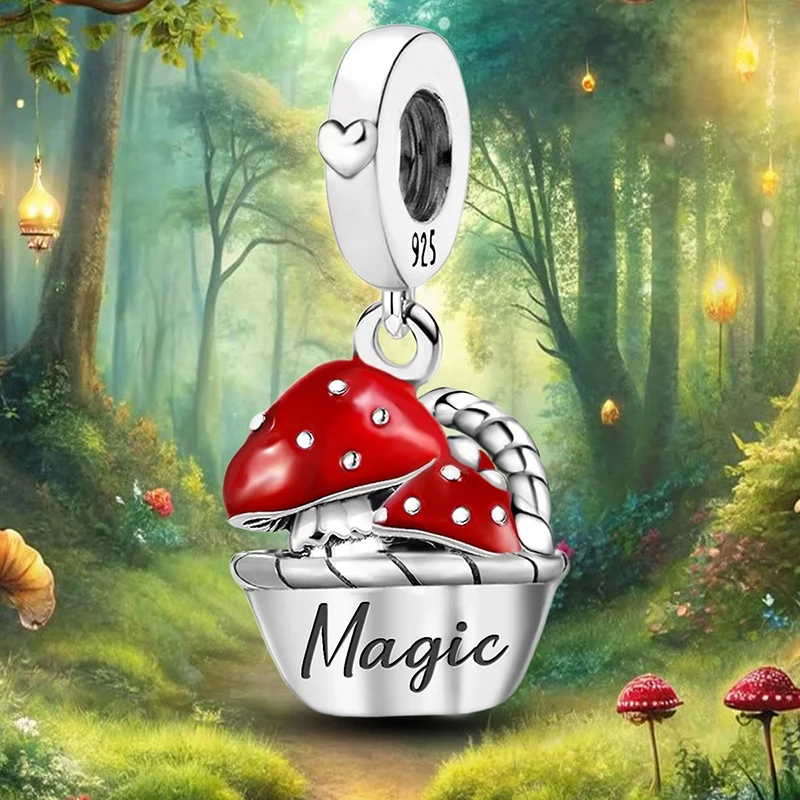 

925 Sterling Silver Mushroom Cat Owl Puppy Cat Claw Pendant beads Fit Diy Bracelet Bangle Making Gift Of High Quality Jewelry