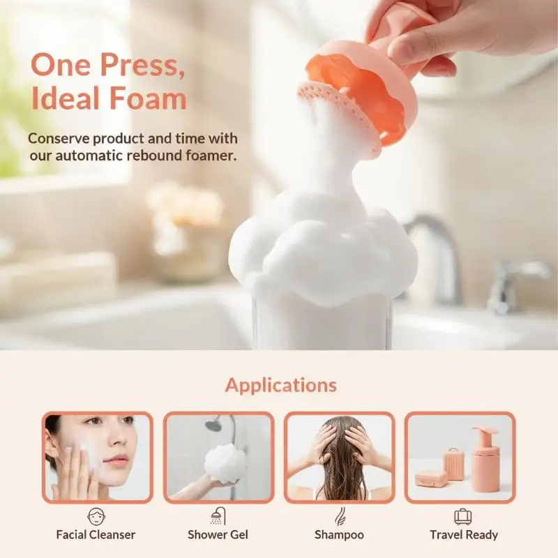 Compact Durable Facial Cleansing Foam Maker Clear Bottle Portable Reusable Foaming Bottle Face Wash Bubble Maker Skincare Bubble