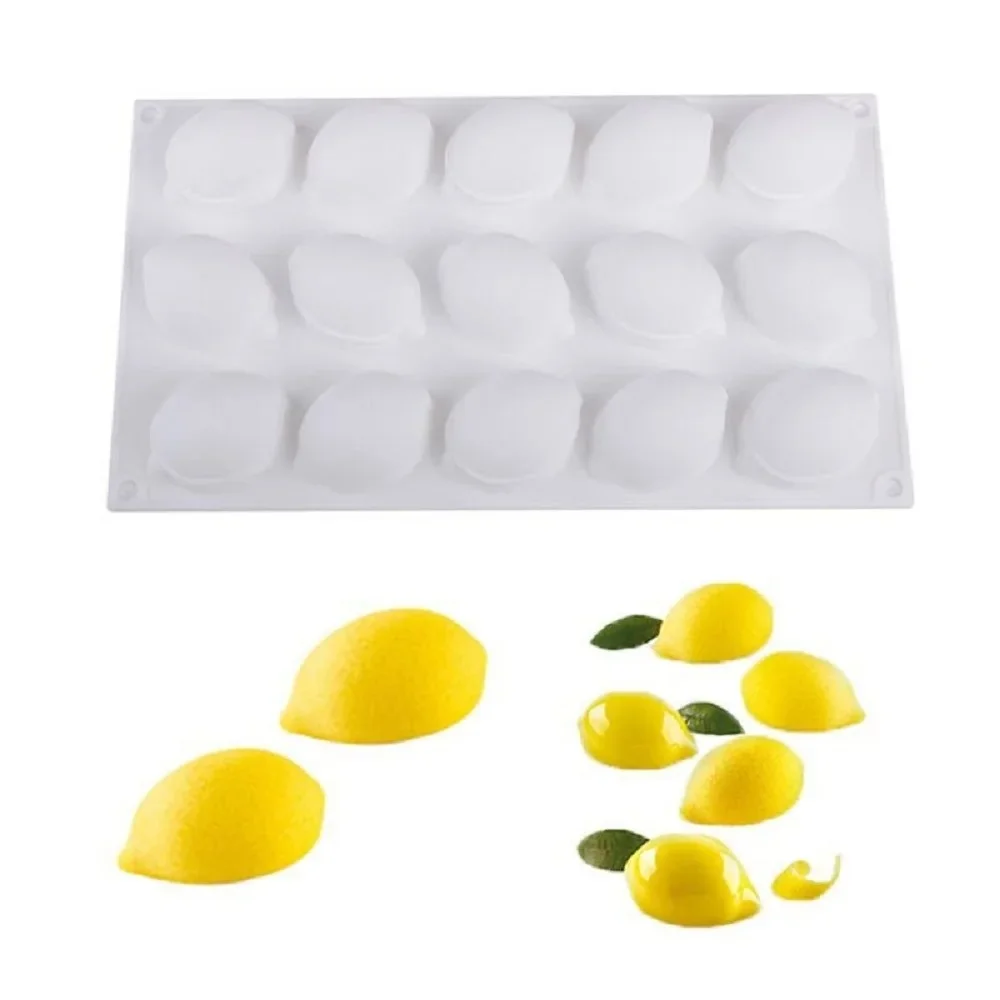 15 Cavity Lemon Food Silicone Mold Ice Cube Tray Soap Moulds for DIY Baking Chocolate Cake Pastry Mold Kitchen Accessories