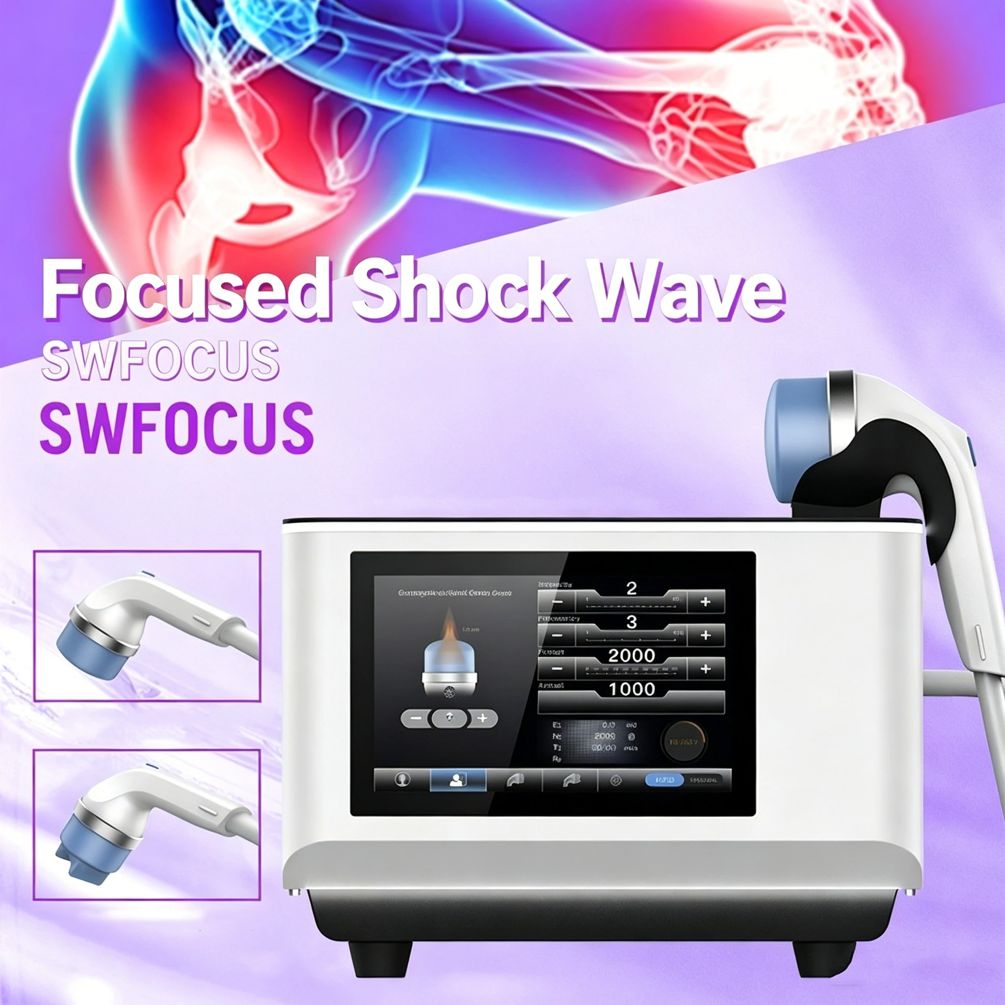 Focused Shock Wave Therapy Machine, Electromagnetic Focused Shock Wave for Physical Therapy, Pain Relief, Suitable for Beauty Sa