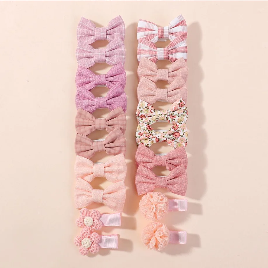 

RAINBOW BOWS 20Pcs High Quality Handmade Hair Clips Cotton Safe Hairpins Fresh Printed Fabric Girls Hair Accessories Barrette