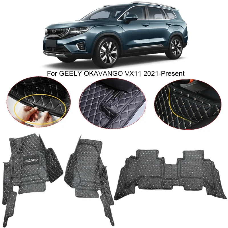 

3D Full Surround для GEELY OKAVANGO VX11 5 мест, 7 мест, 20121-2025, автомобильный напольный коврик, защитный вкладыш, подушечки для ног, ковер, кожа, водонепроницаемый