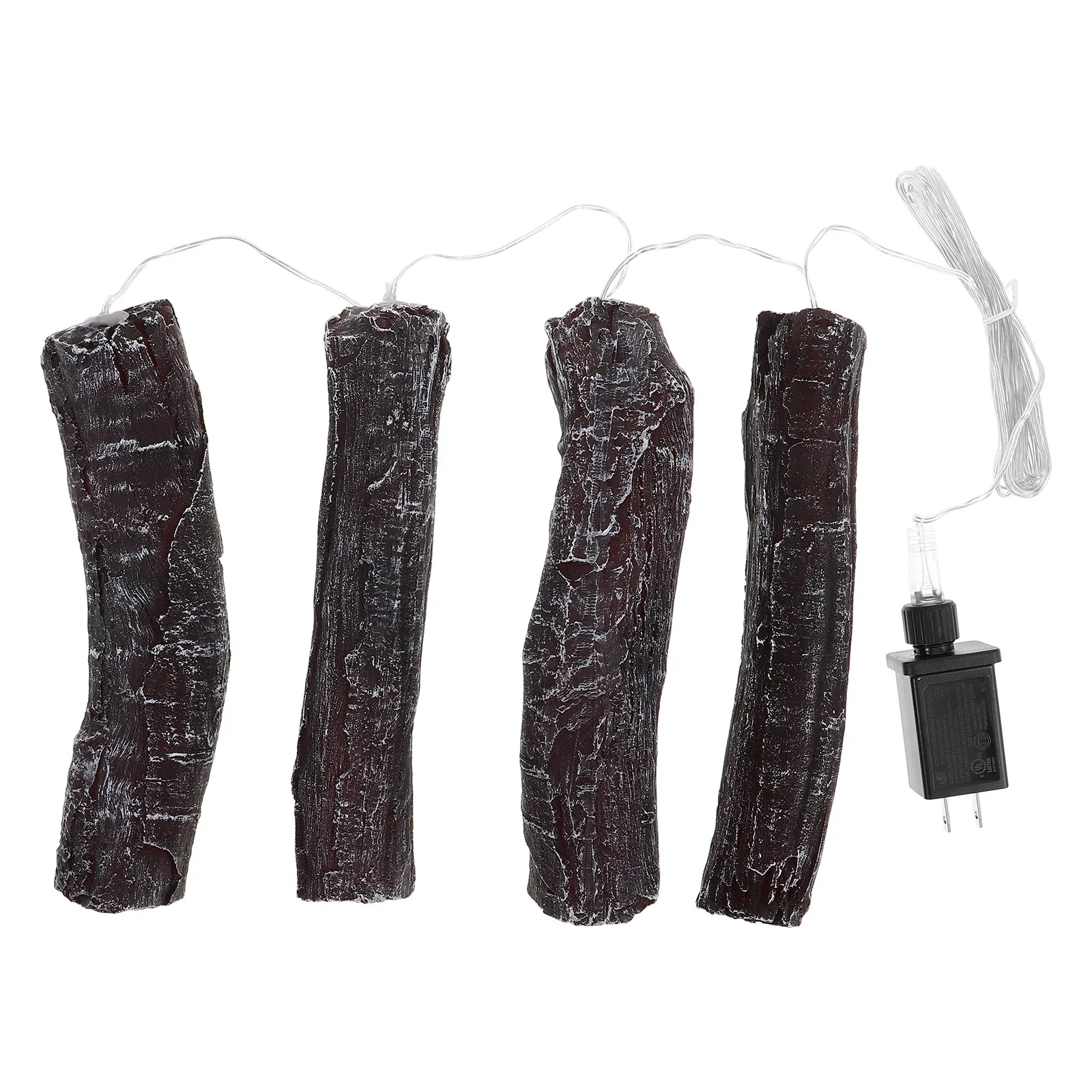 LED Fake Fire Flame Logs Transparent Resin Burning Flickering Flame Effect Lamp Cozy Fireplace Decor Light Halloween Lights