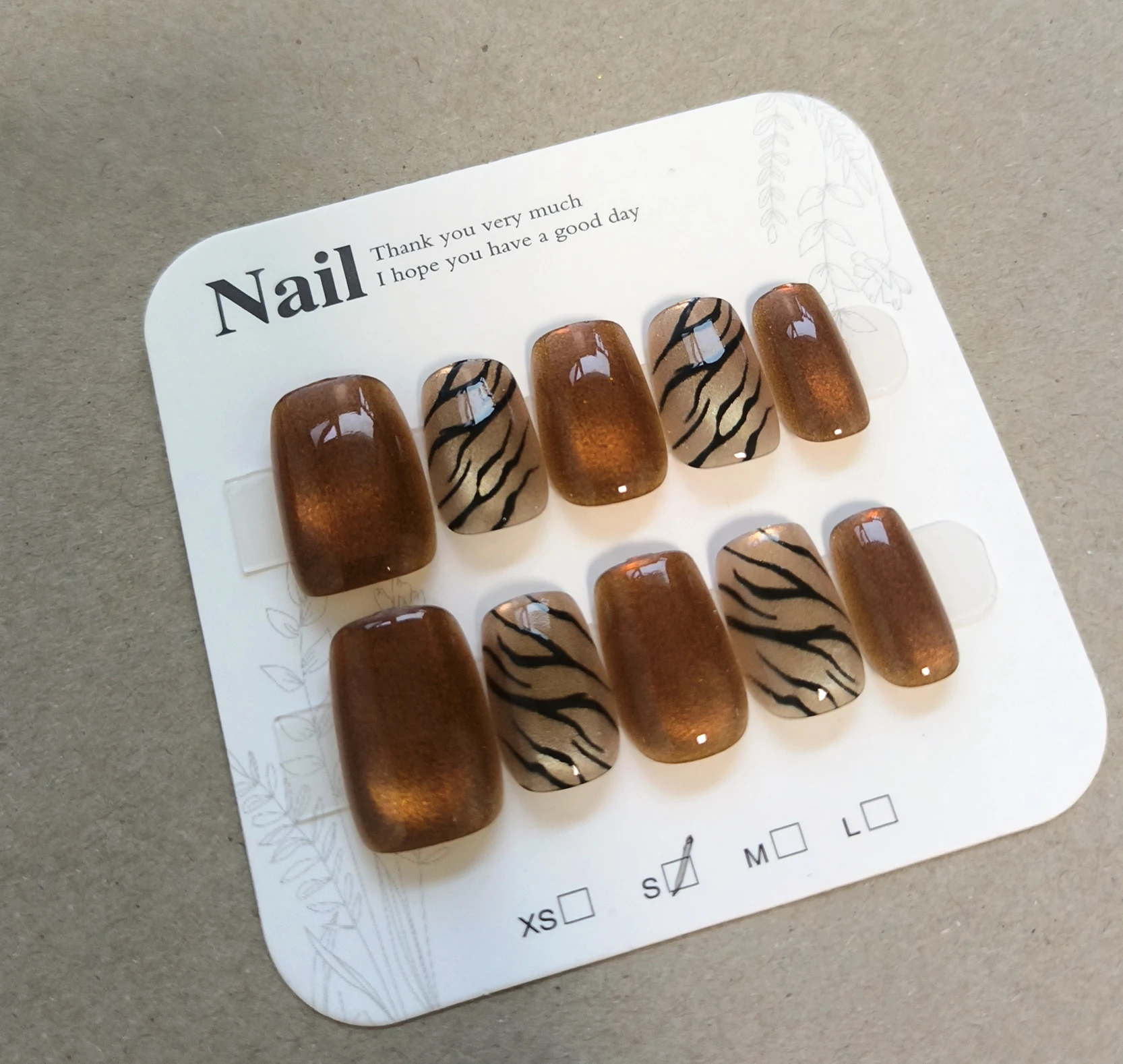 10 pçs âmbar marrom sexy zebra - Nail Art Zebra avaliação e preço