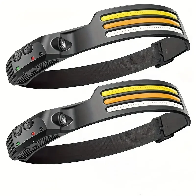 3pcs COB LED Headlamp Induction Head Lamp USB Rechargeable Head Light Outdoor Campling Fishing Sensor Headlight