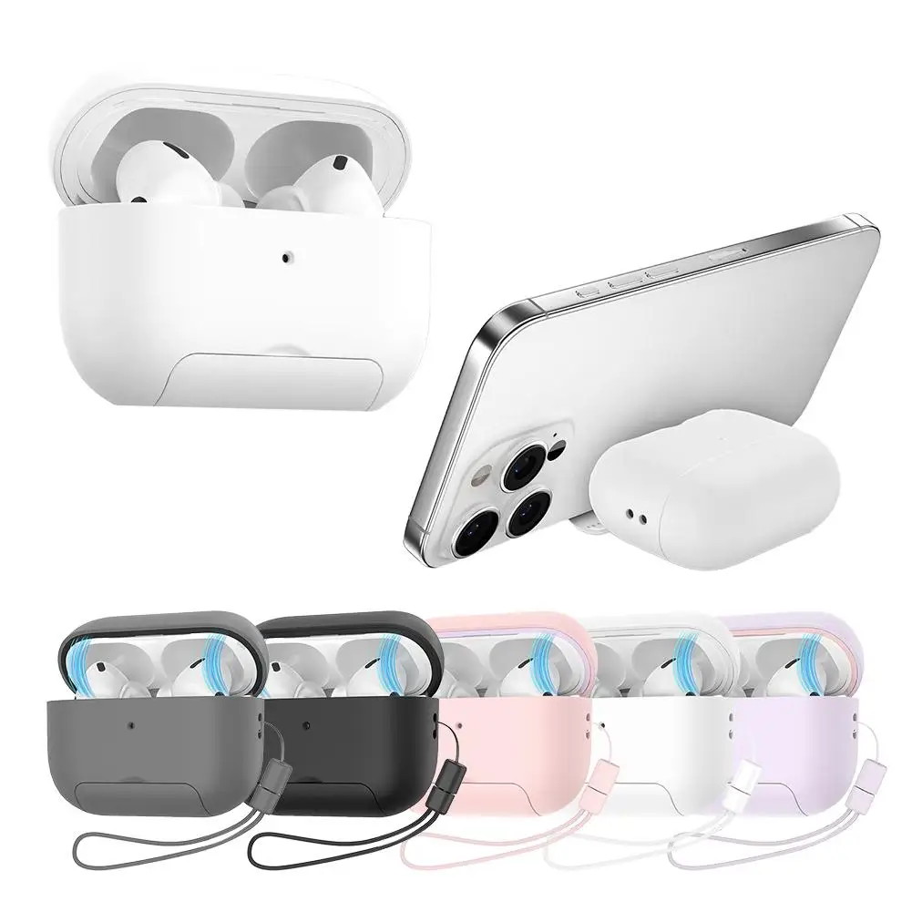 Capa protetora rígida para AirPods 4/Pro 2 Capa de proteção completa contra quedas com cordão compatível com Airpods Pro Case 2nd / 4th U7L2