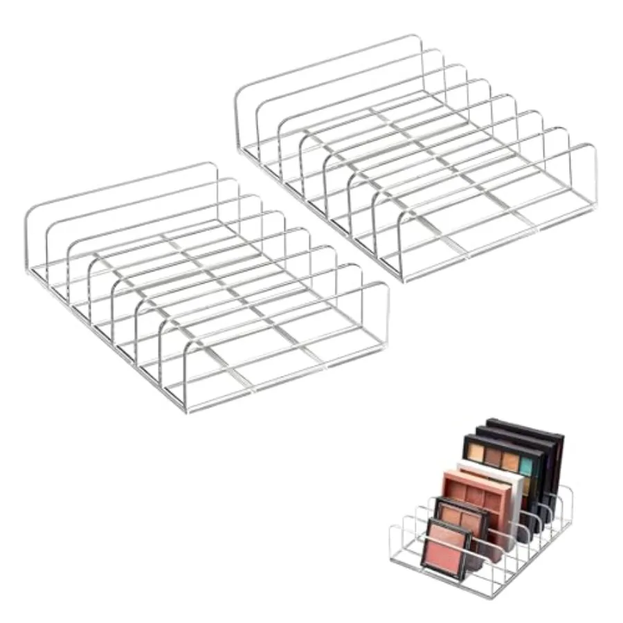 

2-Pack Acrylic Makeup Palette Organizer, 7-Slot Eyeshadow Palette Storage, Clear Display Case for Vanity Drawer Countertop, Cos