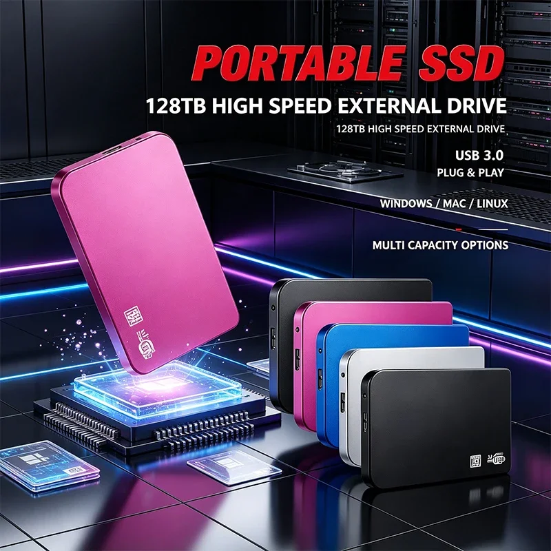 256TB SSD High-speed SSD USB 3.0 Enclosure Mobile Hard Drive Cases for SSD External Storage HDD Box With USB3.0 Cable ABS