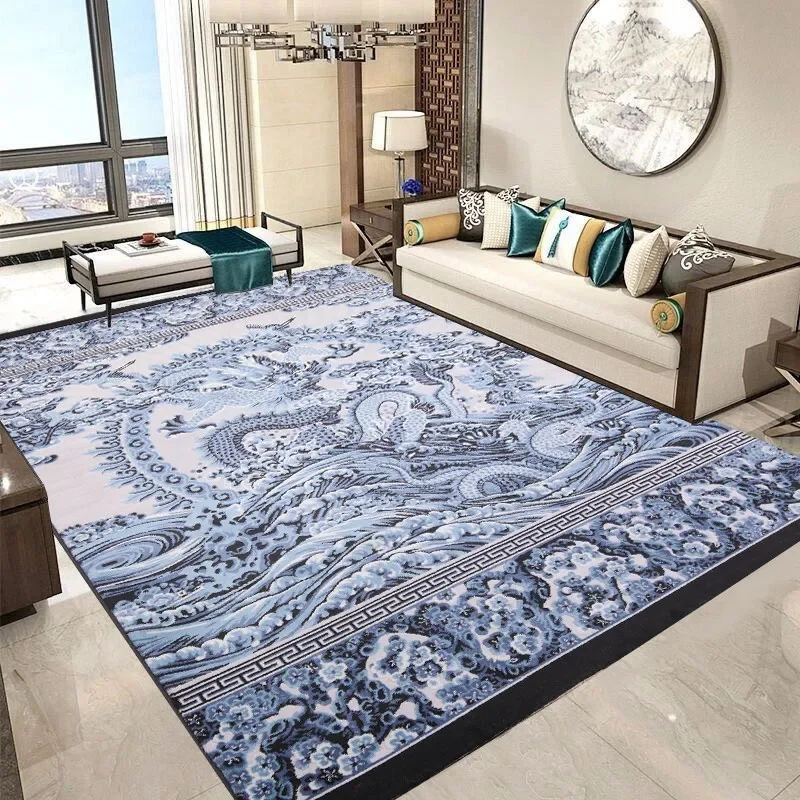 CXX dragon pattern carpet living room retro style zen Chinese tea table mahogany study sofa, floor mat