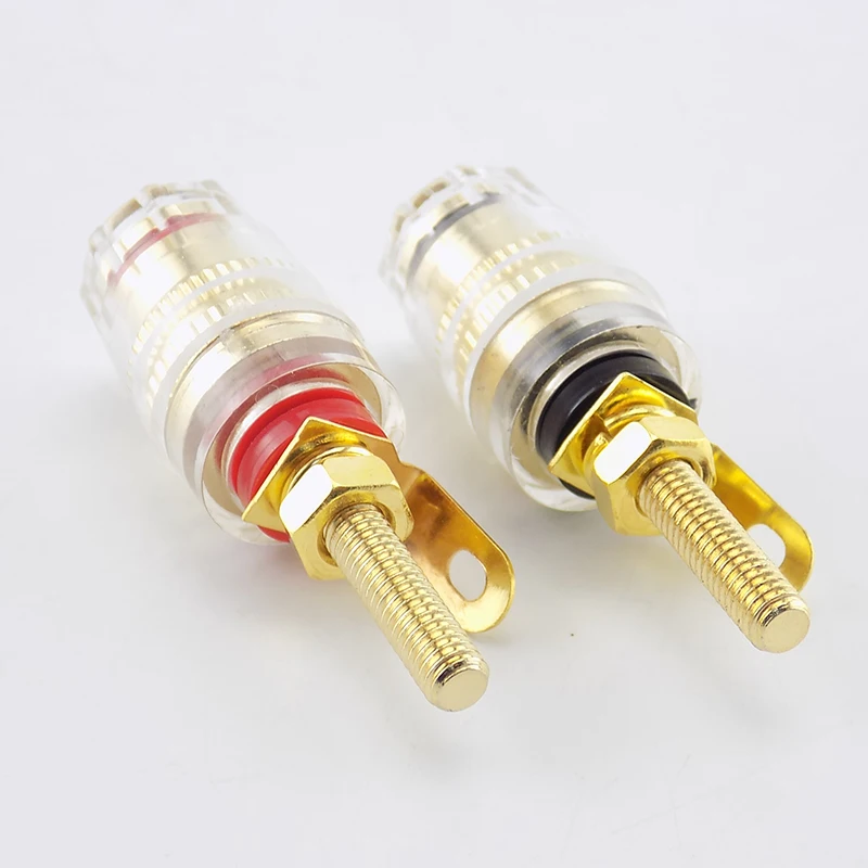 4mm Gold Plated Amplifier Speaker Banana Plug Binding Posts Oxidation Resistance Brass Terminal w/ Transparent Shell