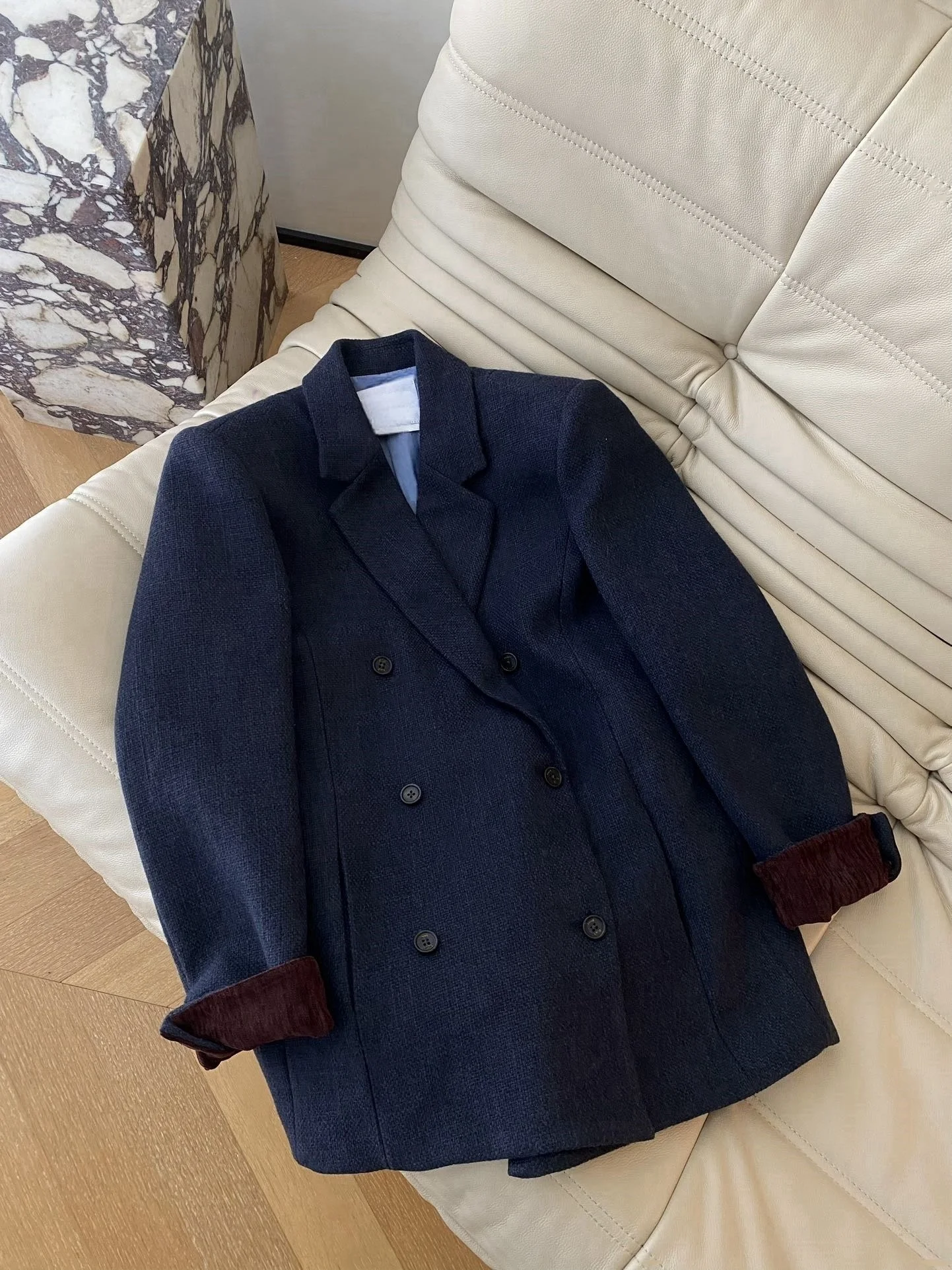 

Women's new wool flanked casual loose suit jacket Spring 2025 Reversible Wool Blend Oversized Blazer Relaxed Fit Casual Top
