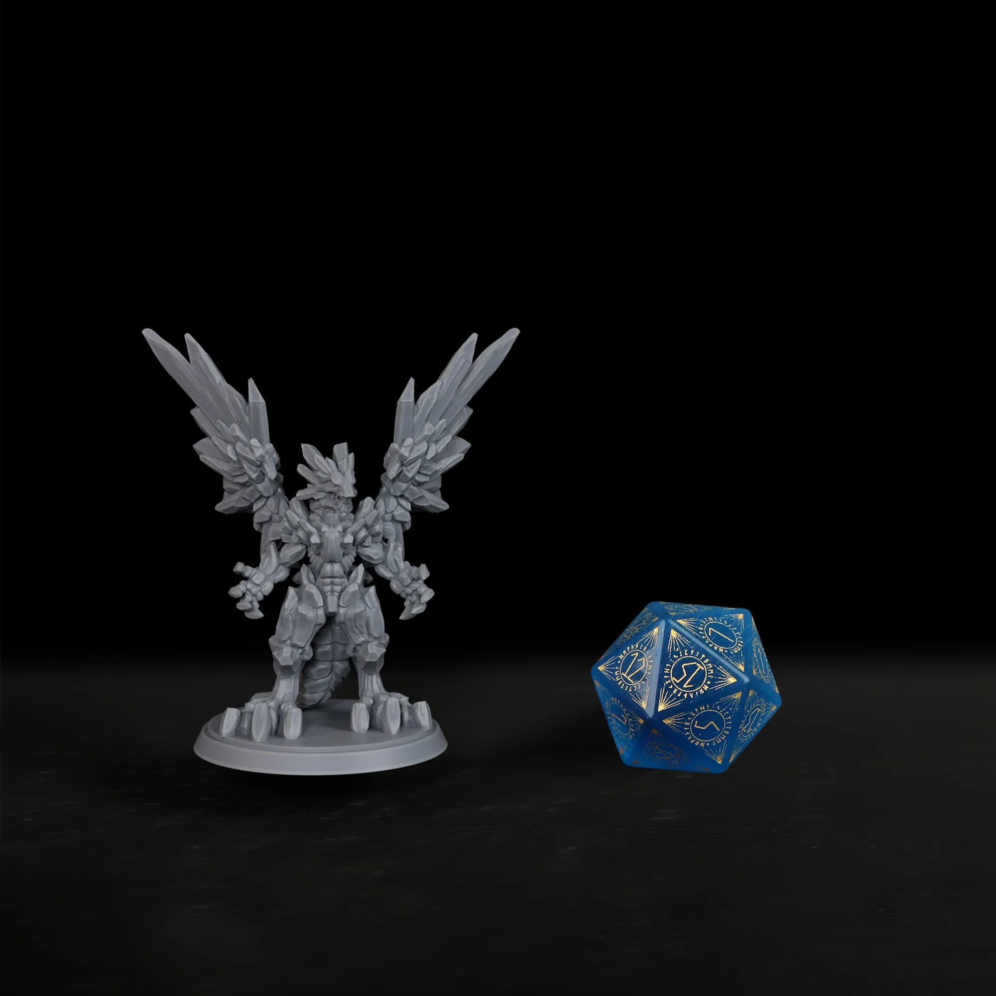 32mm TTRPG Crystal Dragon Miniature - High Detail Demon Model, RPG Board Game Gift & Accessory for Any Classic Table Game
