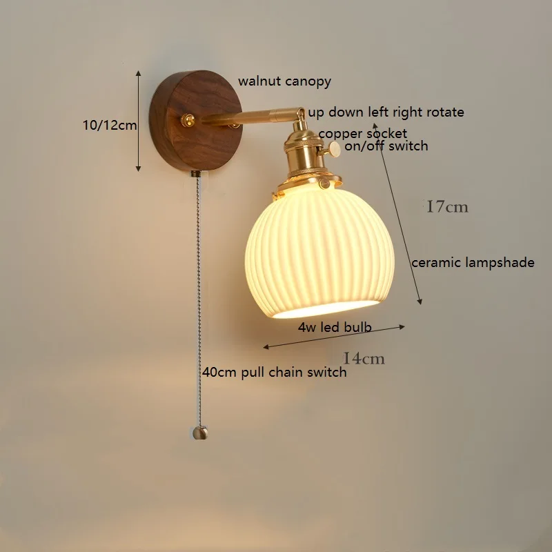IWHD Nordic Walnut LED Wall Lamp Sconce Beside Bedroom Living Room Stair Bathroom Mirror Light Modern Wandlamp Applique Murale
