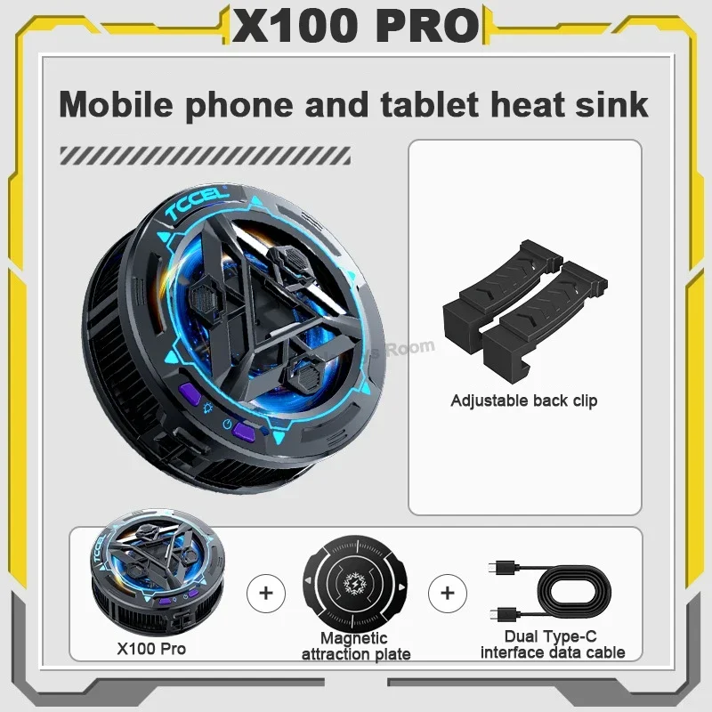 X100 PRO Mobile Phone Semiconductor Cooling Fan for IOS Android Tablet PUBG Heat Sink 12V2A Frozen 3 Gear Adjustable Game Cooler