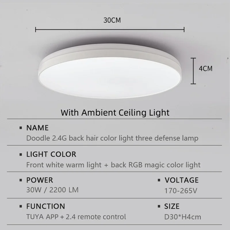 Imagem -06 - Tuya-luz de Teto Inteligente Led Rgb Retroiluminado Iluminação Colorida Controle Remoto App Regulável Casa Inteligente