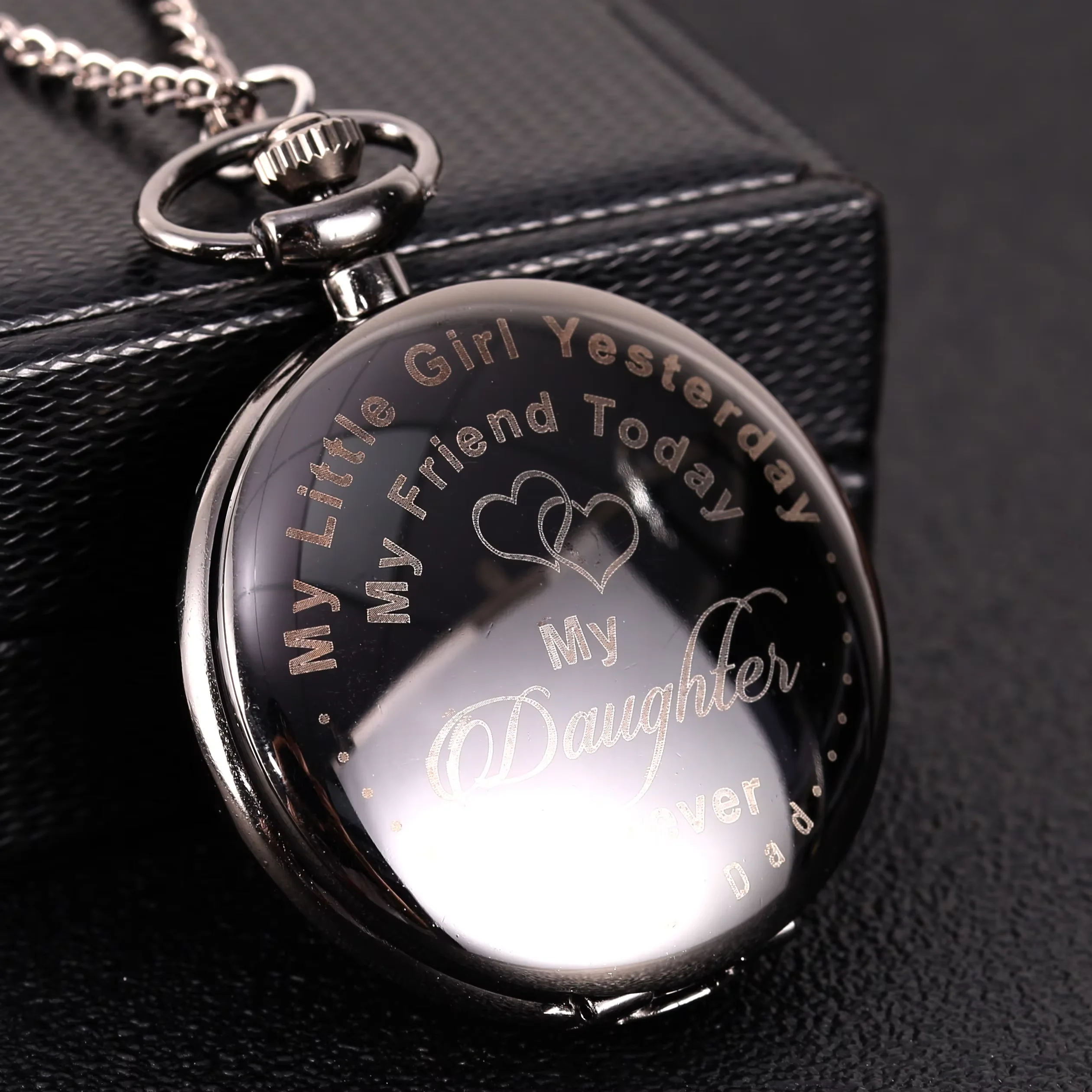 

8951Black send friends holiday gift glossy English letters large pocket watch